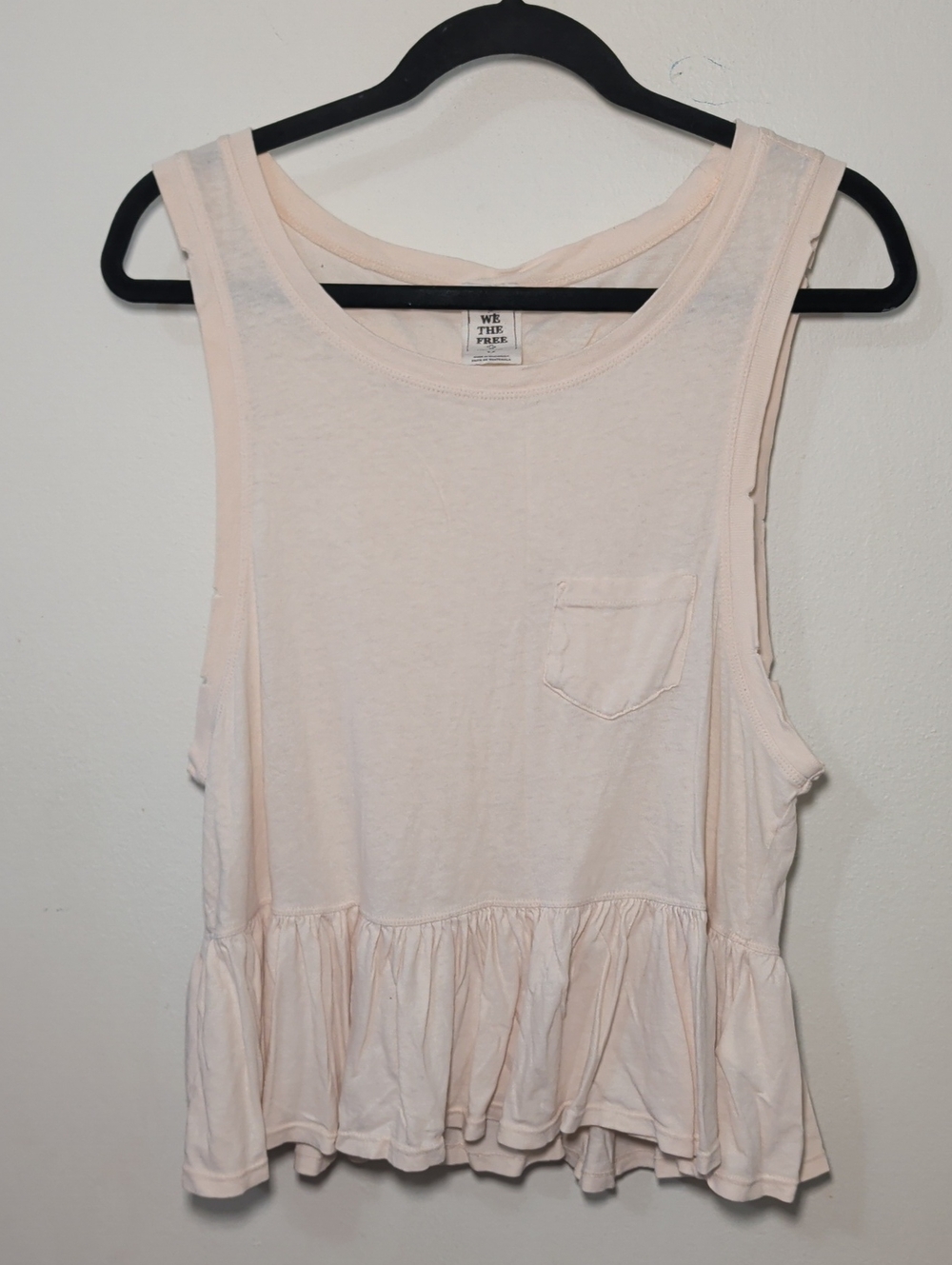 We the Free Distressed Continental Peplum Ruffle Tank Light Pink Women's Size S